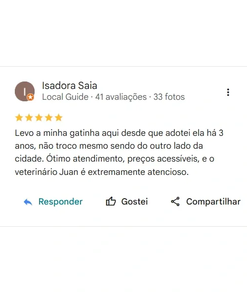 Avaliação real de tutor no Google
